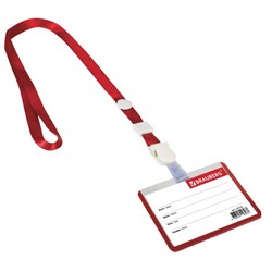 Бейдж школьника горизонтальный (55х90 мм), на ленте со съемным клипом, КРАСНЫЙ, BRAUBERG, 235762 - фото 16563239