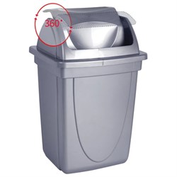 Корзина для бумаг, 12 л, цельная, с вращающейся крышкой, металлик, КР92 - фото 16563245