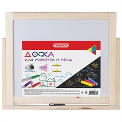 Доска двустороняя для мела и маркеров (35х41 см), настольная, подставка, черная/белая, ПИФАГОР, 236888 - фото 16563307