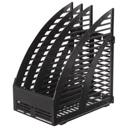 Лоток вертикальный для бумаг STAFF, 245х165х285 мм, 3 отделения, сетчатый, сборный, черный, 237293 - фото 16563332