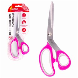 Ножницы портновские ОСТРОВ СОКРОВИЩ ПРЕМИУМ, 210 мм, фуксия с резиновыми серыми вставками, 237454 - фото 16563349