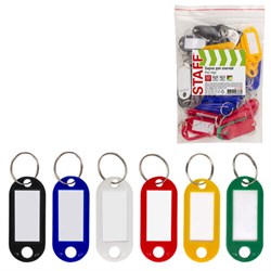 Бирки для ключей КОМПЛЕКТ 50 ШТ., длина 50 мм, инфо-окно 30х15 мм, АССОРТИ, STAFF, 237489 - фото 16563358