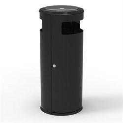 Урна уличная с пепельницей, кольцом для мешка, створка с замком, 955х455х455 мм, 70 литров, черная, "Метрополь-2" - фото 16563385