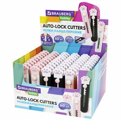 Нож канцелярский "Лапки", Cat Paw, 9 мм, автофиксатор, BRAUBERG HOBBY, в дисплее, 238346 - фото 16563437