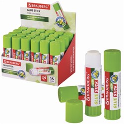 Клей-карандаш на натуральной основе BRAUBERG GREEN, 15 г, 270437 - фото 16563554