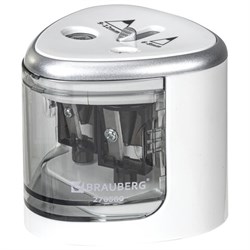 Точилка электрическая BRAUBERG DUAL (для 2 диаметров карандашей!), 4 батарейки АА, белая, 270580 - фото 16563561