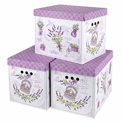 Короб для хранения из плотного микрогофрокартона 380х280х315 мм, КОМПЛЕКТ 3 шт., BRAUBERG HOME "Лаванда", 271821 - фото 16563656