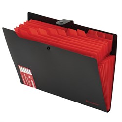 Папка-органайзер на кнопке 12 отделений, BRAUBERG "Extra", А4, черная с красным, 271934 - фото 16563672