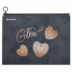 Папка для тетрадей BRAUBERG А4, 1 отделение, пластик, на zip-lock-молнии, "Diamonds", 272104 - фото 16563697