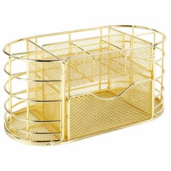 Органайзер для косметики и мелочей металлический 9 секций, MONTE VITA (МОНТЕ ВИТА), 105х218х110 мм, золото, 272475 - фото 16563759