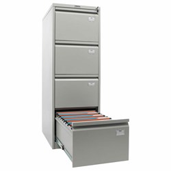 Шкаф картотечный ПРАКТИК "AFC-04", 1320х470х646 мм, 4 ящика, для 220 подвесных папок, формат папок Foolscap или A4 (БЕЗ ПАПОК) - фото 16564096