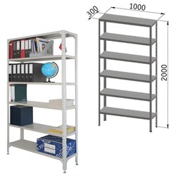 Стеллаж металлический "УНИВЕРСАЛ", 2000х1000х300 мм, УСИЛЕННЫЕ СТОЙКИ, 6 полок, регулируемые опоры, 290144 - фото 16564101