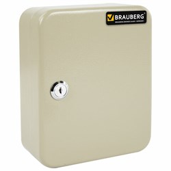 Шкафчик (Ключница) на 20 ключей BRAUBERG, 200х160х80 мм, с замком, +20 брелоков, серый, 290337 - фото 16564113