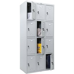 Шкаф металлический для сумок ПРАКТИК "LS-34" двенадцатисекционный, 1830х850х500 мм, 44 кг, разборный - фото 16564152