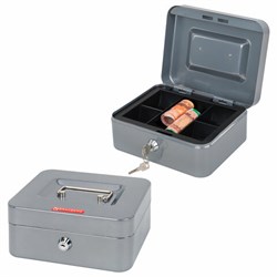 Ящик для денег, ценностей, документов, печатей, 90х160х200 мм, ключевой замок, серебристый, BRAUBERG, 291352 - фото 16564323