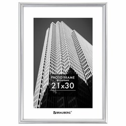 Рамка 21х30 см небьющаяся, багет 12 мм, пластик, BRAUBERG "Original", серебристая, 391231 - фото 16565625