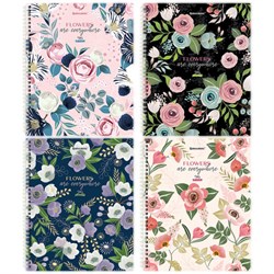 Тетрадь А5 96 л. BRAUBERG, гребень, клетка, твёрдая обложка, "Flowers" (микс в спайке), 404444 - фото 16565730