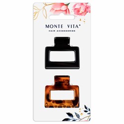Краб для волос НАБОР 2 шт., 3,8 см, глянцевый, чёрный и черепаховый, MONTE VITA (МОНТЕ ВИТА), 457010 - фото 16566083