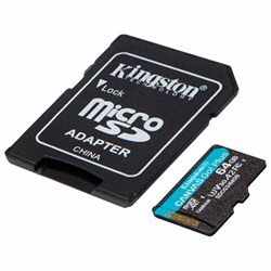 Карта памяти microSDXC 64GB KINGSTON Canvas Go Plus UHS-I U3, 170 Мб/с (class 10), SDCG3/64GB - фото 16566329