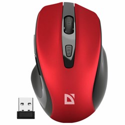 Мышь беспроводная DEFENDER Prime MB-053, USB, 5 кнопок + 1 колесо-кнопка, оптическая, красная, 52052 - фото 16566357