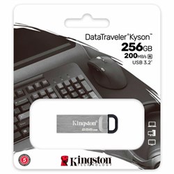 Флеш-диск 256 GB KINGSTON DataTraveler Kyson, разъем USB 3.2, серебряный, DTKN/256GB - фото 16566399