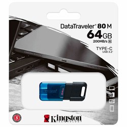 Флеш-диск 64 GB KINGSTON DataTraveler 80M, разъем Type-C 3.2, черный, DT80M/64GB - фото 16566402