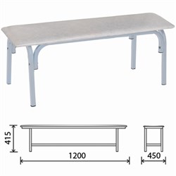 Банкетка без спинки "Астрид", 1200х450х415 мм, светло-серый каркас, кожзам белый - фото 16566490