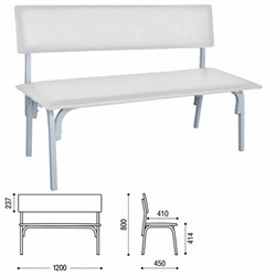Банкетка со спинкой "Астрид", 1200х450х800 мм, каркас светло-серый, кожзам светло-серый - фото 16566491