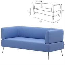 Диван мягкий трехместный "Норд", "V-700", 1560х720х730 мм, c подлокотниками, экокожа, голубой - фото 16566548