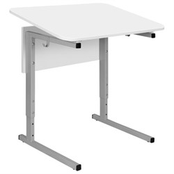 Стол-парта 1-местный, регулируемый угол, СУТ.54-01, 600х500х640-780 мм, рост 4-6, серый каркас, ЛДСП белая - фото 16566688