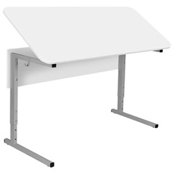 Стол-парта 2-местный, регулируемый угол, СУТ.55-01, 1200х500х520-640 мм, рост 2-4, серый каркас, ЛДСП белая - фото 16566690