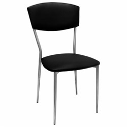 Стул для столовых, кафе, дома РС23, серебристый каркас, экокожа черная - фото 16566723