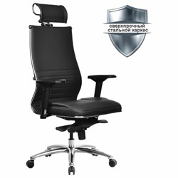 Кресло офисное МЕТТА "SAMURAI" KL-3, с подголовником, экокожа, черное - фото 16566754