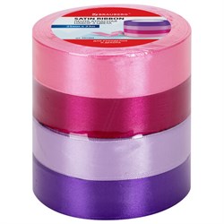 Лента атласная ширина 25 мм, набор №3 4 цвета по 23 м, BRAUBERG, 591503 - фото 16566874