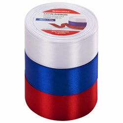 Лента атласная ширина 40 мм, набор 3 цвета по 23 м, BRAUBERG, 591505 - фото 16566876
