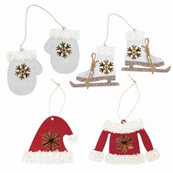 Набор елочных украшений "Фигуристка", 6 шт., дерево, цвет: красный / белый, ЗОЛОТАЯ СКАЗКА, 592003 - фото 16566902