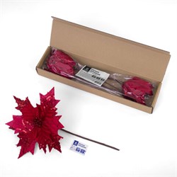 Украшение елочное КОМПЛЕКТ 3 шт., "Цветок", диаметр 22 см, длина 20 см, красный, ЗОЛОТАЯ СКАЗКА, 592419 - фото 16566952