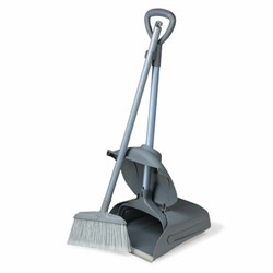 Совок для мусора КОМПЛЕКТ щетка + 2 рукоятки по 94 см, закрывающаяся крышка ЛОВУШКА, серый LAIMA PROFESSIONAL, 601508 - фото 16567081