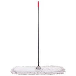 Швабра-рамка 90 см, стальной черенок 125 см, цельный держатель, МОП с завязками, хлопок, LAIMA, 603603 - фото 16567165