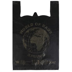 Пакеты "майка", КОМПЛЕКТ 100 шт., 43+20х65 см, ПНД, "World", 30 мкм, ЧЕРНЫЕ, ЮПЛАСТ, ЮМАЙ1071 - фото 16567231