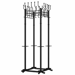 Вешалка напольная на 20 крючков с держателем для зонтов "Гардикс-4", металл, черная - фото 16567402