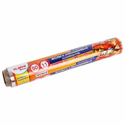 Фольга пищевая алюминиевая прочная, 29 см х 50 м, толщина 11 мкм, LAIMA, 607804 - фото 16567409