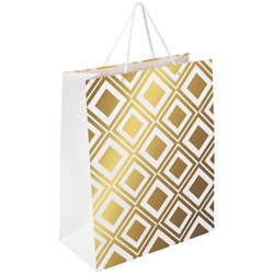 Пакет подарочный (1 штука) 26x13x32 см, ЗОЛОТАЯ СКАЗКА "Gold Luxury", тиснение фольгой, белый, 608249 - фото 16567465