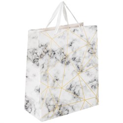 Пакет подарочный (1 штука) 26x13x33 см, ЗОЛОТАЯ СКАЗКА "Golden Marble", тиснение фольгой, 608251 - фото 16567466