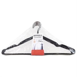 Вешалки-плечики для одежды, размер 48-50, металл, антискользящие, КОМПЛЕКТ 10 шт., черные, BRABIX PREMIUM, 608467 - фото 16567498