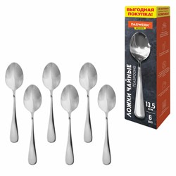 Ложки чайные 13,5 см, STANDARD, КОМПЛЕКТ 6 шт., полированная нержавеющая сталь, серебристые DASWERK (ДАСВЕРК), 609075 - фото 16567615