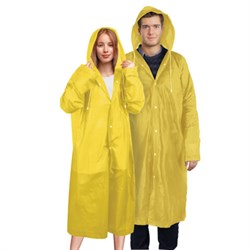 Дождевик плащ желтый на кнопках, EVA, многоразовый прочный, чехол в комплекте, универсальный размер, SHAMAANI (ШАМААНИ), 610934 - фото 16567808