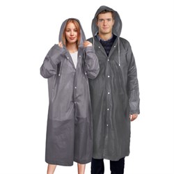 Дождевик плащ серый на кнопках, EVA, многоразовый прочный, чехол в комплекте, универсальный размер, SHAMAANI (ШАМААНИ), 610936 - фото 16567810