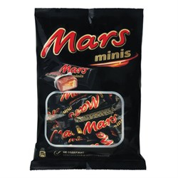 Батончики шоколадные мини MARS "Minis" с нугой и карамелью в молочном шоколаде, 182 г, 2261 - фото 16567829