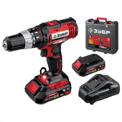 Дрель-шуруповерт ударная АККУМУЛЯТОРНАЯ, с двумя аккумуляторами 2 Ач, 18 В, ЗУБР ДШУ-185-22 - фото 16568786